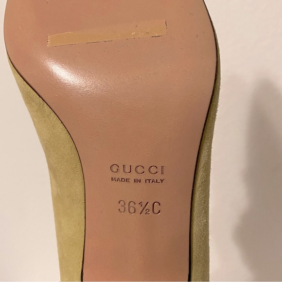(NWOT) Gucci Vintage Olive Green Suede Horsebit Kitten Heels - Picture 7 of 14